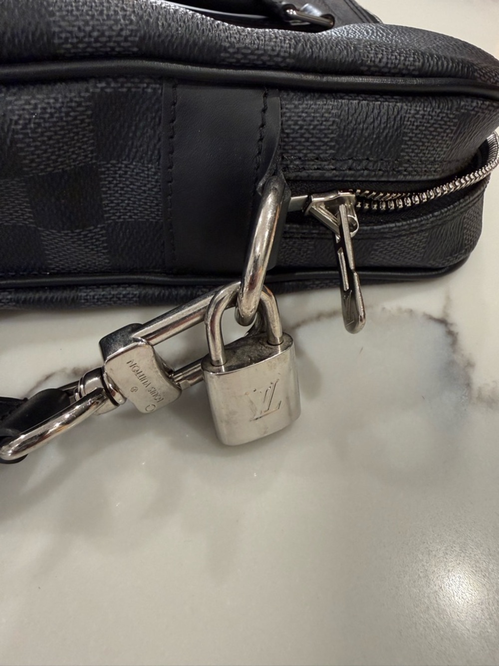 Men's Checkered Briefcase Messenger Bag - Black - Picture 11 of 12